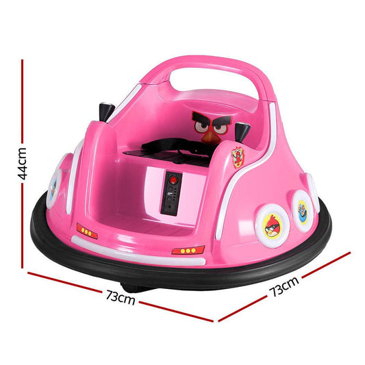 Kids Ride On Car Bumper Electric Ride On Cars Light Remote Angry Birds Sticker Pink.