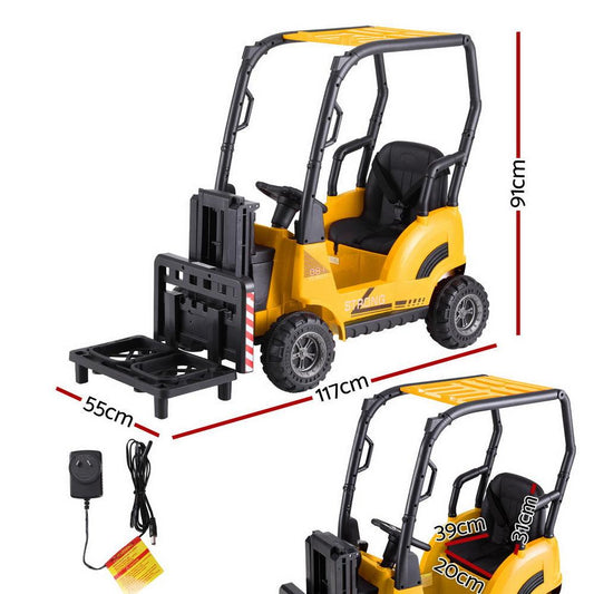 Rigo Kids Electric Ride On Car Forklift Loader Toys Cars Horn Remote 12V Yellow.