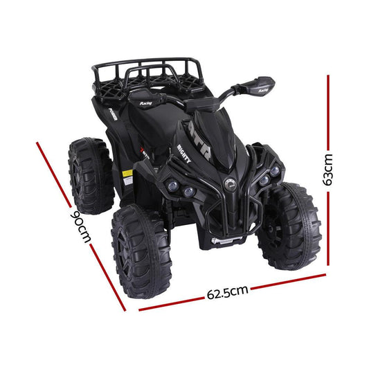 Rigo Kids Ride On Car ATV Quad Motorbike Storage Rack Electric Toys 12V Black.