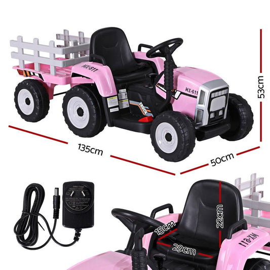 Rigo Kids Electric Ride On Car Tractor Toy Cars 12V Pink.
