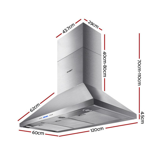 Devanti 1200mm Range Hood 120cm BBQ Commercial Rangehood.