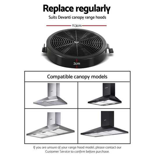 Devanti 11cm Range Hood Carbon Charcoal Filters Replacement X2.