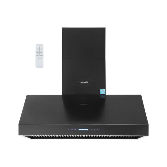 Devanti 1200mm Commercial BBQ Range Hood Dual Motor W/ Remote Control Black.