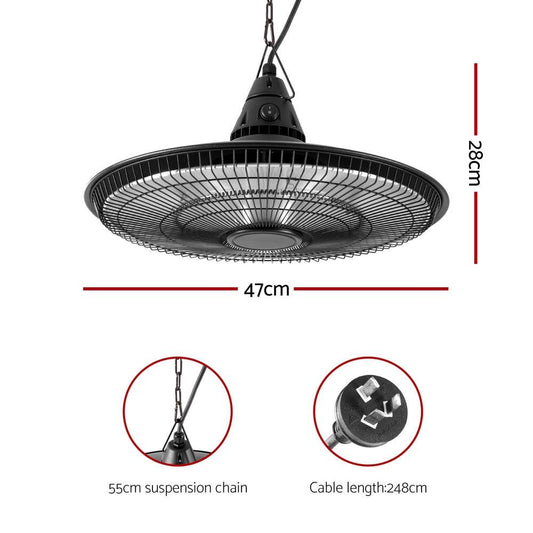 Devanti 1500W Hanging Electric Patio Heater.