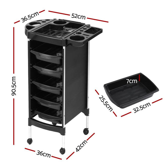 Embellir Salon Trolley Cart Spa Beauty Rolling Tray Hairdressing Storage 6 Tiers.