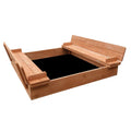 Keezi Kids Sandpit Wooden Sandbox Sand Pit Foldable Seat Outdoor Beach Toys 90cm.