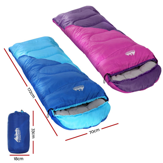 Weisshorn Sleeping Bag Set of 2 Kids Single 172cm Thermal Camping Hiking.