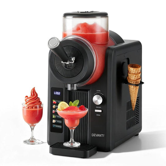 Devanti 2L Slushie Machine Ice Cream Maker Frozen Smoothies Milkshakes Black.