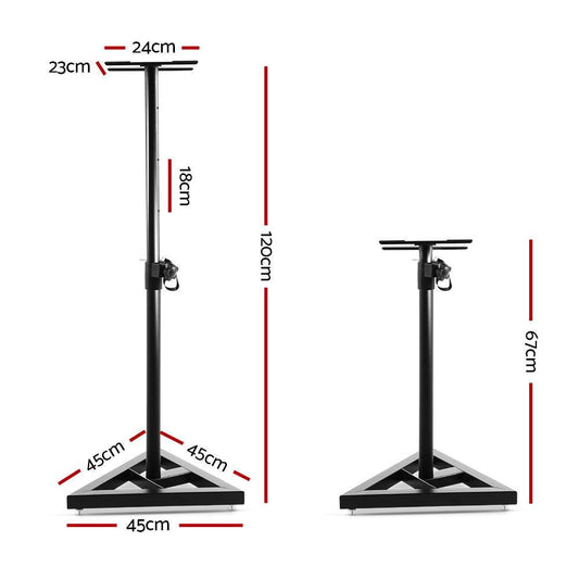 Alpha Speaker Stand 67-120cm Adjustable Height Surround Sound Studio Home 2pcs.