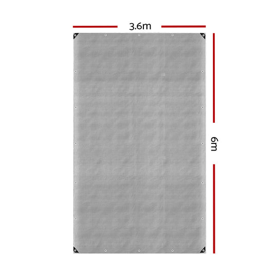 Instahut Tarp Tarpaulin 3.6x6m Canvas Camping Heavy Duty Sun Cover.