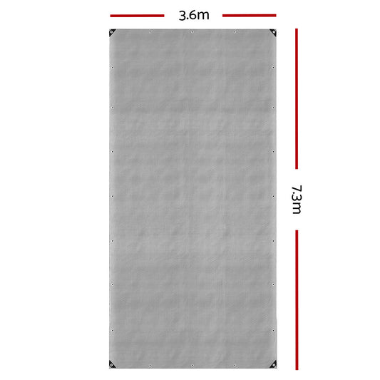 Instahut Tarp Tarpaulin 3.6x7.3m Canvas Camping Heavy Duty Sun Cover.