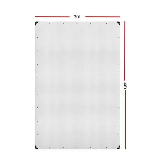Instahut Tarp Tarpaulin 3x4m Canvas Heavy Duty Camping Cover Clear.
