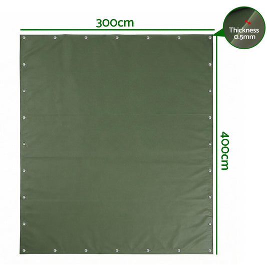 Instahut 3x4m Tarp Tarpaulin 600GSM Camping Canvas Heavy Duty Water Resistant.