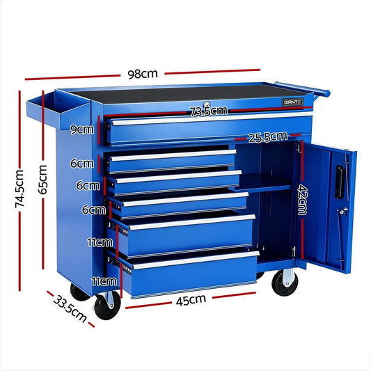 Giantz 6 Drawer Tool Chest Trolley Cabinet Cart Toolbox Storage Organiser Wheels.