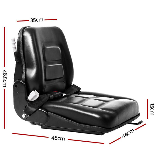 Giantz Tractor Seat Forklift Excavator Universal Backrest Truck PU Chair.