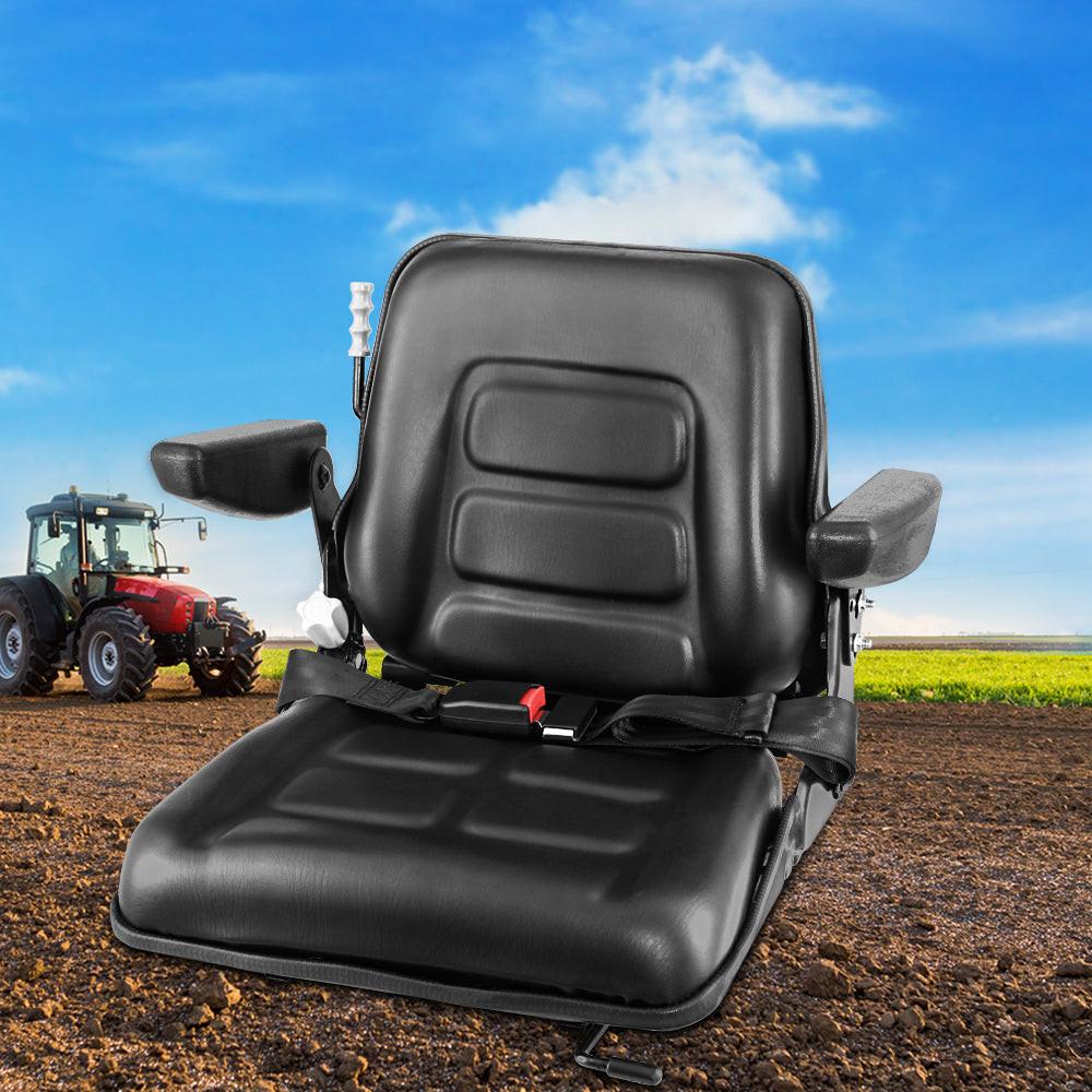 Giantz Tractor Seat Forklift Excavator Universal Suspension Armrest Truck Chair.