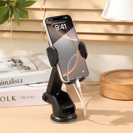 Urbanoki 4 in 1 Car Phone Holder Dashboard Windshield Vent Mount for All Phones - Black.