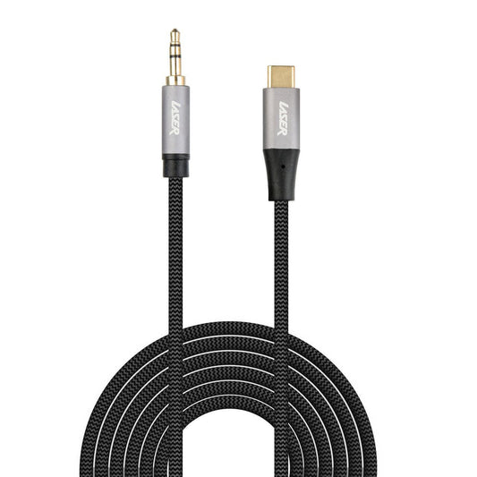 Laser USB-C to 3.5mm AUX Audio Cable 2m - Black.