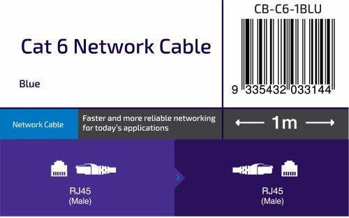 Connect 1m Cat6 Network Cable, Blue.