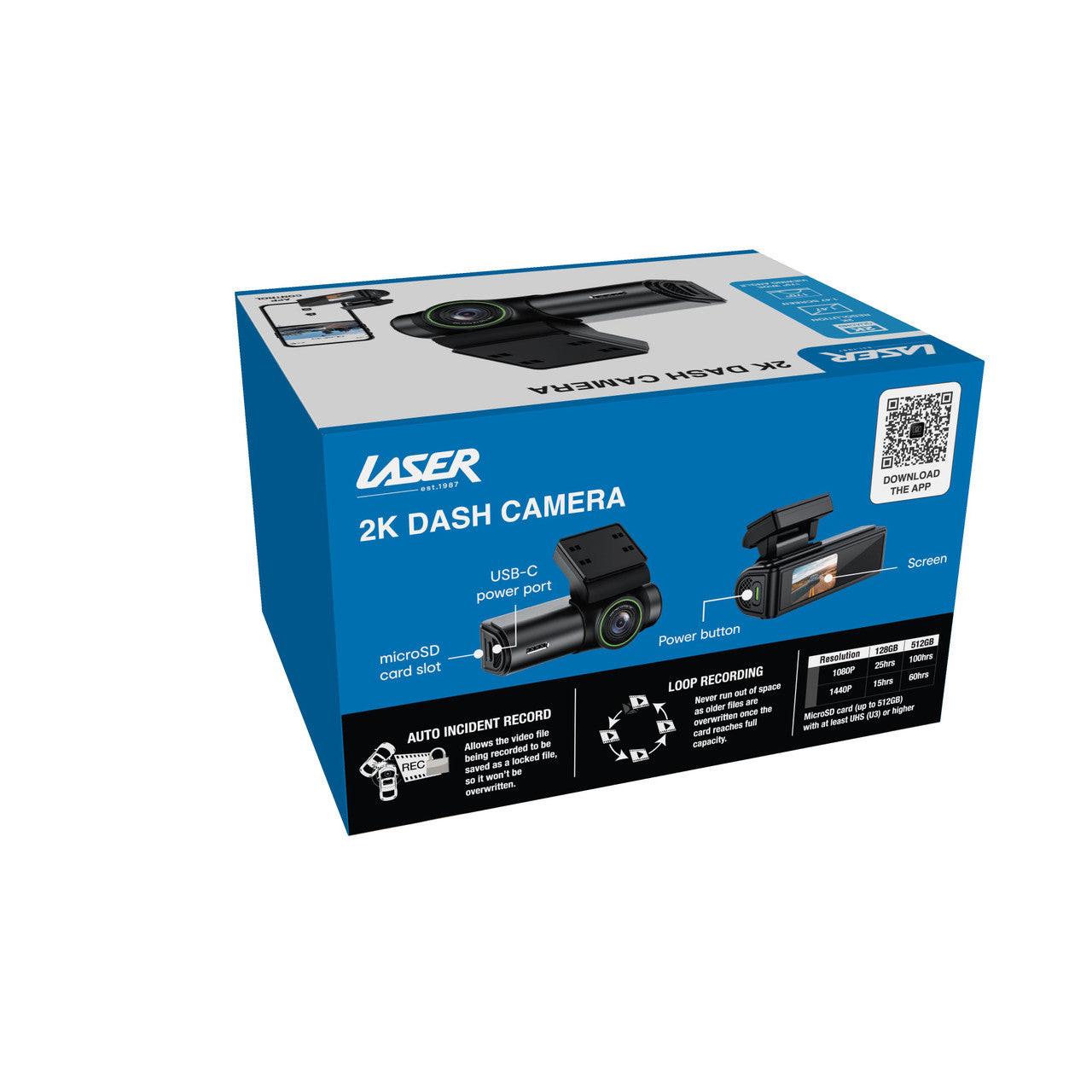 Laser 2K Dash Camera WiFi App Control Black.