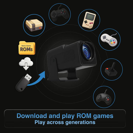Smart Gaming Projector with 80 Games Dual Controllers.