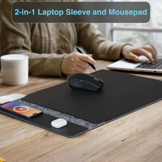 Laser Wireless Charging Laptop Sleeve Up to 16 Inch Black.