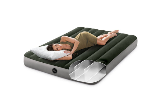 INTEX Double Dura-Beam® Standard Downy Air Mattress 10" w/ Built-In Foot Pump.