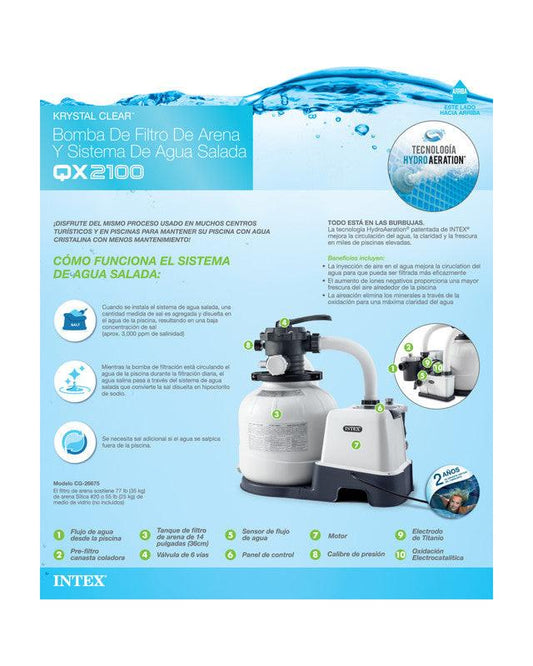 Intex Krystal Clear Sand Filter Pump and Saltwater Pool Chlorine System - 26676.