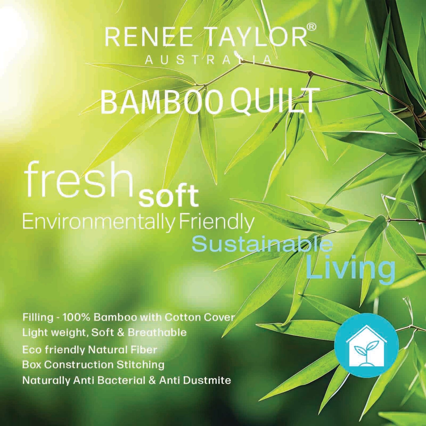 400 GSM All Seasons Natural Bamboo Single Quilt by Renee Taylor