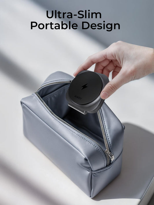 Aukey MagFusion L Qi2 Foldable 2 In 1 Magnetic Wireless Charger (LC-MC211).