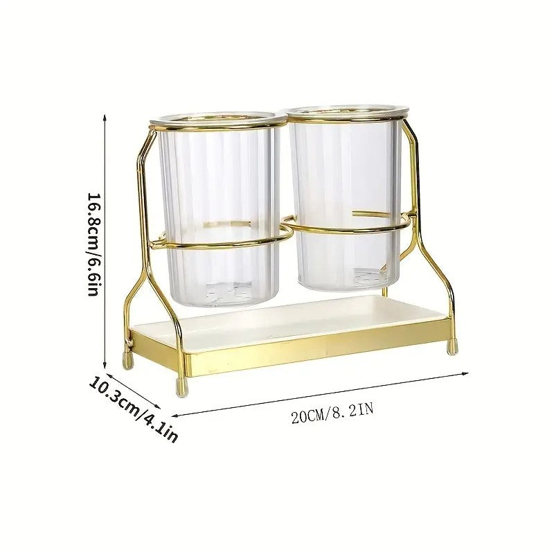 Transparent gold ink color Luxury Wall-Mounted Cutlery Holder, Household Knife Fork Spoon Organizer, New Kitchen Utensil Drainer and Chopstick Container, Tableware Storage Rack