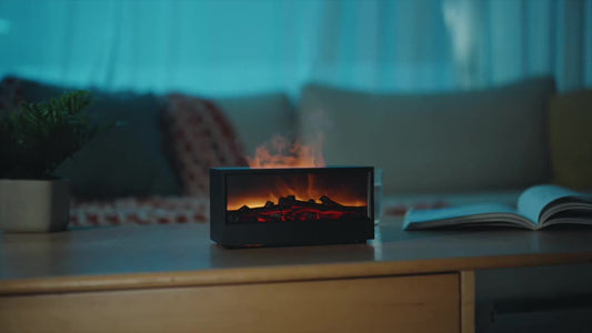 Aromatic Essential Oil Fireplace Diffuser Color Flame Diffuser Bonfire Fireplace Humidifier with Remote for Home and Office(black)