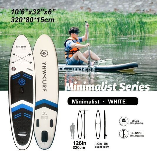 Inflatable vertical paddle set for water sports and surfing-including air pump, paddle, rope, backpack, fin box and maintenance tools..