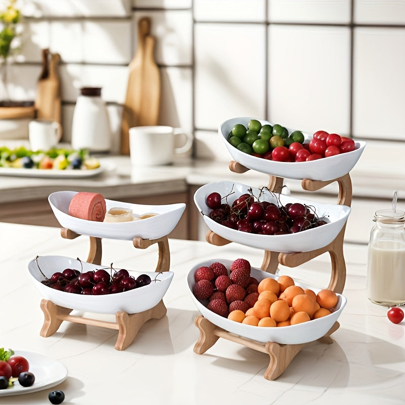 **Nordic-Style Two-Tier Extendable Fruit Tray | Creative Living Room Snack Stand, Adjustable Height, Anti-Slip Expandable Display Tray**(Green)
