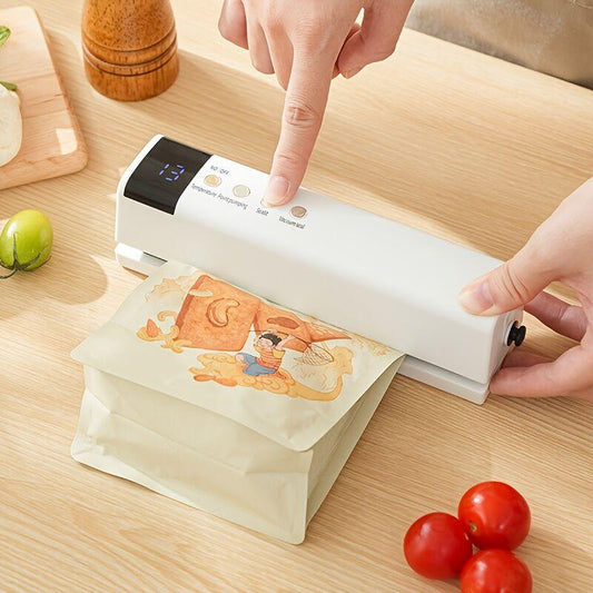 **1pc white Portable Wireless Vacuum Sealerï½USB Charging Compact Design, One-Touch Sealing for Long-Lasting Freshness, Ideal for Home & Outdoor Use**.