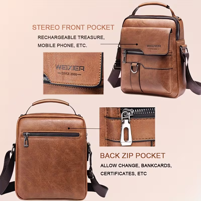 Men's retro crossbody Bag (brown) : High quality with multiple compartments, practical and versatile. It is the top choice for Father's Day, Valentine's Day and Christmas gifts
