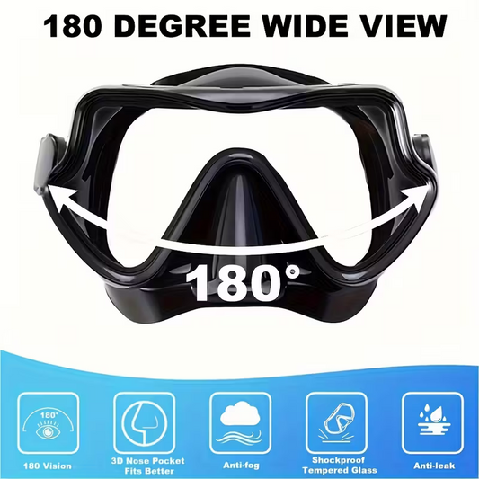 Snorkeling mask breathing tube set, large frame silicone mask, leak-proof and anti-fog snorkeling mask, swimming goggles for men and women.