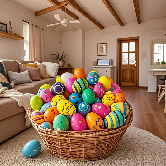 36PCS colorful plastic Easter eggs can be filled with Easter eggs, lucky surprise eggs, Easter decorations, Easter basket fillers, suitable for all kinds of activities and themed parties.