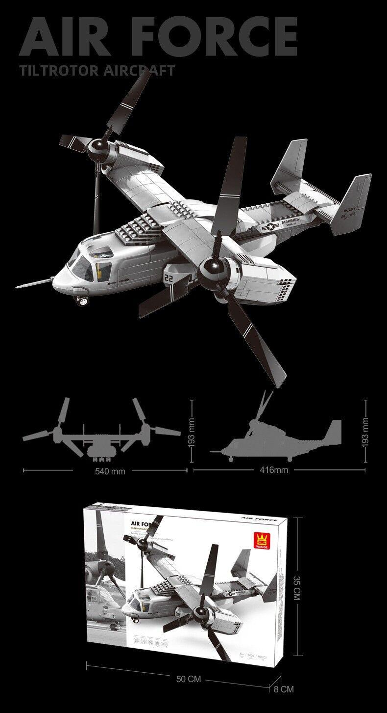 Christmas gift US Osprey Tiltrotor Aircraft Building Blocks Set, 460 Pieces Military Transport Model Kit for Kids Aged 6+ & Enthusiastsï¼Osprey tiltrotor aircraftï¼.