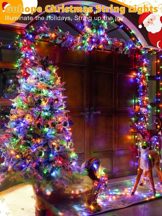 300 LED Colorful Fairy String Lights, 9m Green Wire, Battery-Operated, IP44 Waterproof with Timer for Christmas Decor (Batteries Not Included)