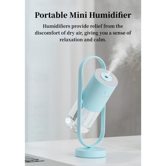 Portable Mini Humidifier with 7-Color LED Star Projector â USB Powered Desk Air Moisturizer for Baby Room, Office, Travel, Night Light & Party Decor (White).