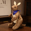 Kangaroo Stuffed Animal with Joey in Pouch & Australia Scarf - Soft Cuddly Plush Toy(45cm, Dark brown
)| Other Colors Available in Store.