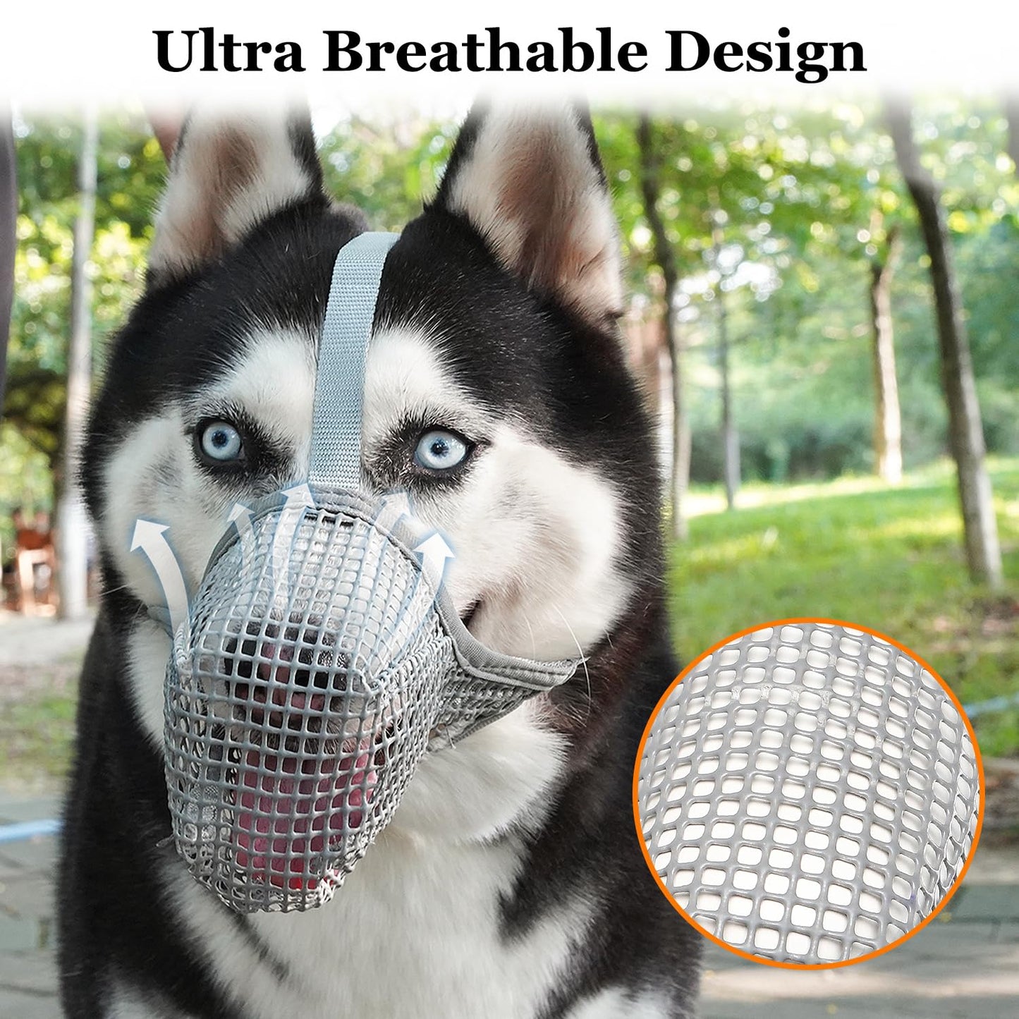 Soft Mesh Dog Muzzle for Small Medium Large Dogs – Breathable Adjustable Anti-Bite Chewing Guard with Overhead Strap – Fits Labrador, German Shepherd, Golden Retriever – 5 Sizes (Black,S)