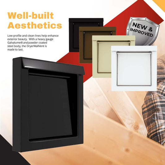 Black 4-Inch Dryer Vent Cover â Outdoor Wall Exhaust for Clothes Dryer & Bathroom Fan | Durable Galvalume Steel with Quiet Damper | Other Colours Available In-Store.