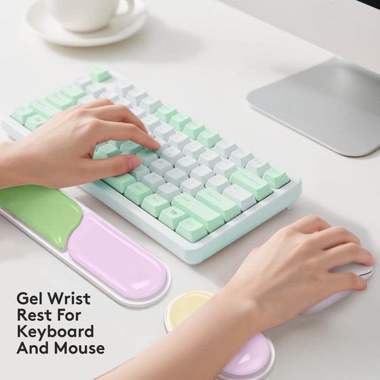 Ergonomic Gel Wrist Rest Set â Keyboard and Mouse Support Pad with Soft Cushioning for Office, Work, Gaming, and Study â Anti-Slip Base, Comfortable Design (Pink-Green-Orange).