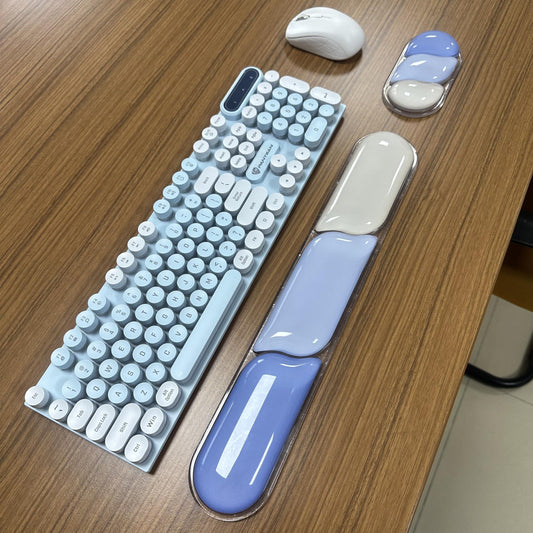 Ergonomic Gel Wrist Rest Set â Keyboard and Mouse Support Pad with Soft Cushioning for Office, Work, Gaming, and Study â Anti-Slip Base, Comfortable Design (Blue).