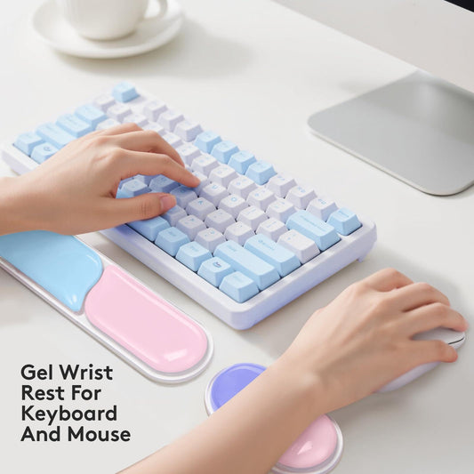 Ergonomic Gel Wrist Rest Set â Keyboard and Mouse Support Pad with Soft Cushioning for Office, Work, Gaming, and Study â Anti-Slip Base, Comfortable Design (Purple-Blue-Pink).