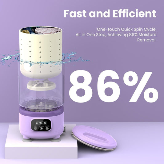 Portable Mini Washing Machine with Spin Dry & UV Sterilization â 3L Capacity, Wash, Rinse, Dehydrate, and Disinfect in One, Ideal for Underwear, Socks, Baby Clothes (Purple).