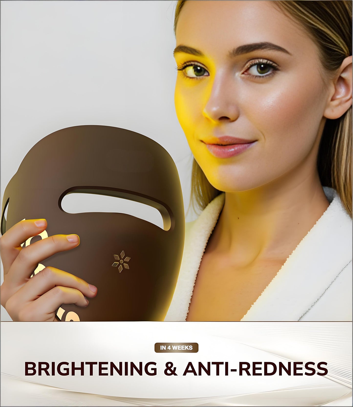 High-Performance 3D LED Beauty Mask – 4 Light Modes, 328 LEDs, Wireless Operation, Adjustable Timer, Lightweight & Flexible Fit – Reveal Radiant Skin (Brown)