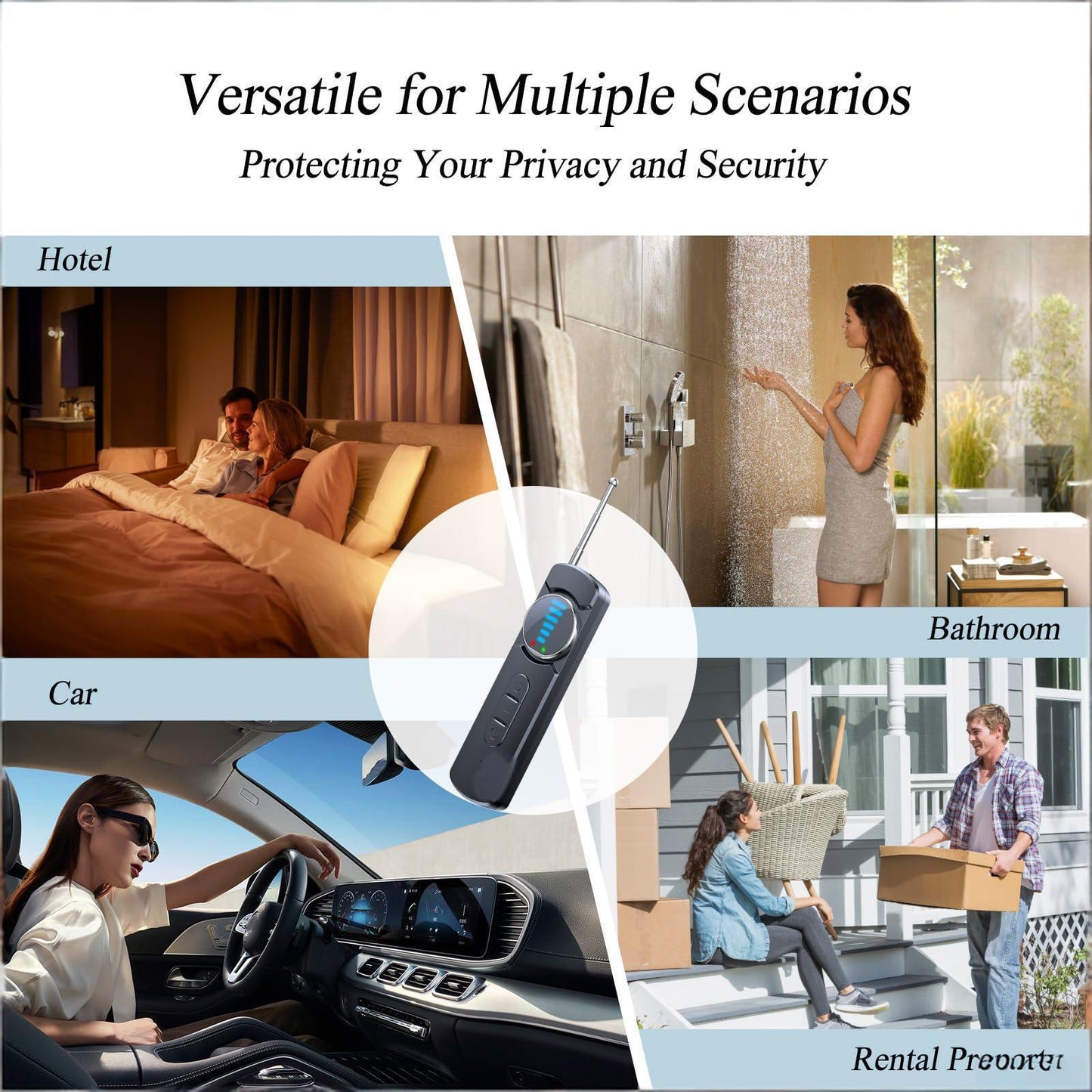 Multi-Function Hidden Camera Detector with GPS Tracker Finder â Portable Anti-Spy Device for Hotel, Car, Travel Privacy Protection, LED Scanner & Vibration Alarm (Black).
